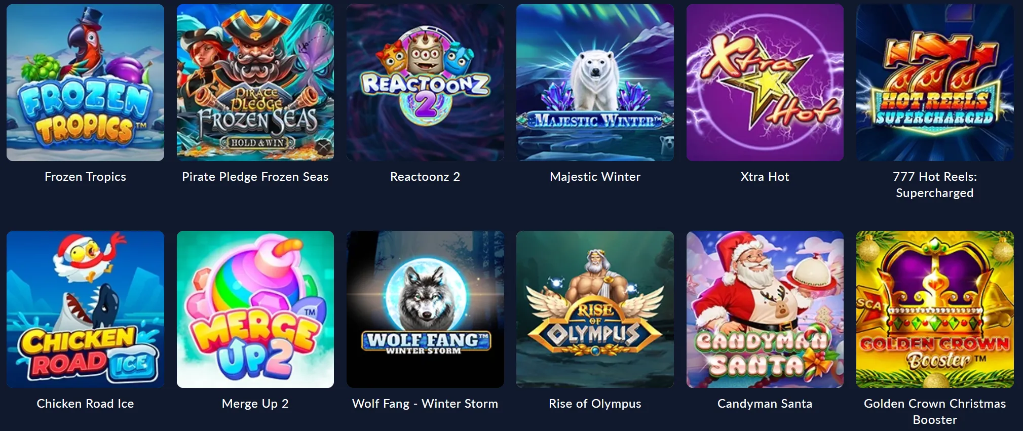 Bison Win Casino – zimowe i sezonowe automaty w lobby kasyna